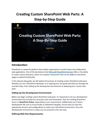 Creating Custom SharePoint Web Parts A Step-By-Step Guide