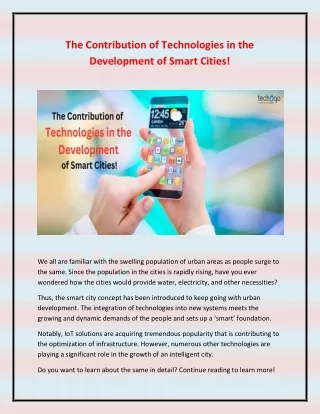 The Contribution of Technologies in the Development of Smart Cities