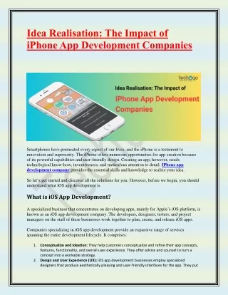 Idea Realisation-The Impact of iPhone App Development Companies