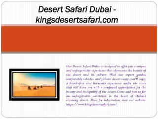Desert Safari Dubai - kingsdesertsafari.com