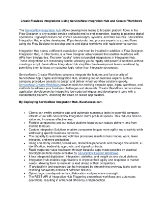 Create Flawless Integrations Using ServiceNow Integration Hub and Creator Workflows