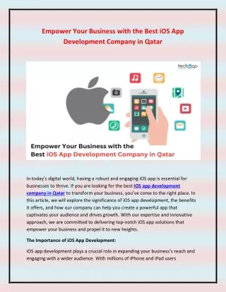 Empower Your Business with the Best iOS App Development Company in Qatar