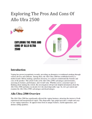 Exploring The Pros And Cons Of Allo Ulra 2500