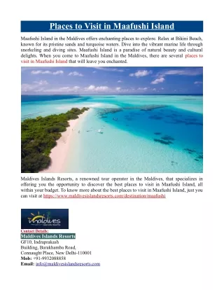 Places to Visit in Maafushi Island