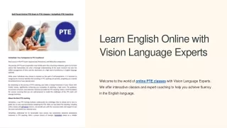 "Master the PTE Exam with Online PTE Classes at Vision Language Experts"