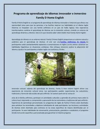 Programa de aprendizaje de idiomas innovador e inmersivo Family D Home English