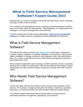 What is Field Service Management Software?