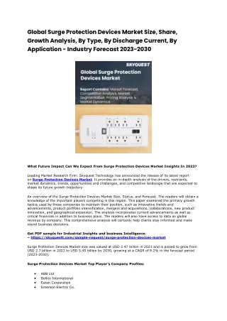 Global Surge Protection Devices Market