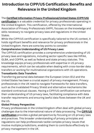 Introduction to CIPPUS Certification Benefits and Relevance in the United Kingdom