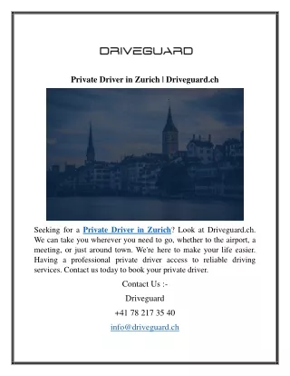 Private Driver in Zurich  Driveguard.ch