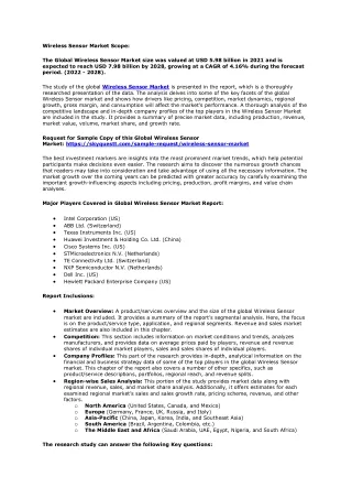 Wireless Sensor Market Scope