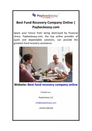 Best Fund Recovery Company Online  Paybackeasy.com