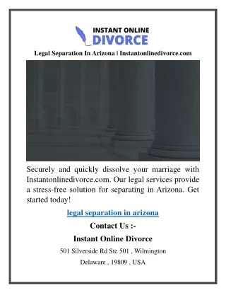 Legal Separation In Arizona  Instantonlinedivorce