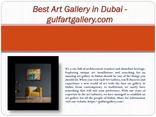 Best Art Gallery in Dubai - gulfartgallery.com