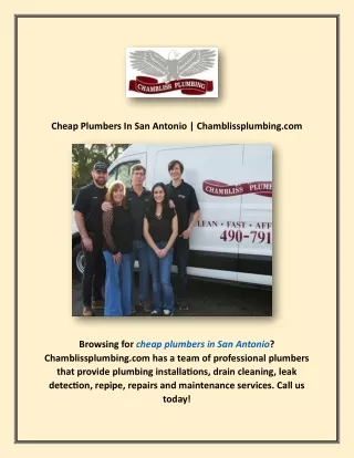 Cheap Plumbers In San Antonio | Chamblissplumbing.com