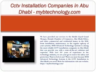 Cctv Installation Companies in Abu Dhabi - mybtechnology.com