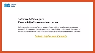 Software Médico para Farmacia  Softwaremedico.com.co