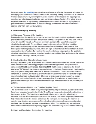 Unleashing the Healing Potential_ Exploring the Benefits of Dry Needling in Edmonton