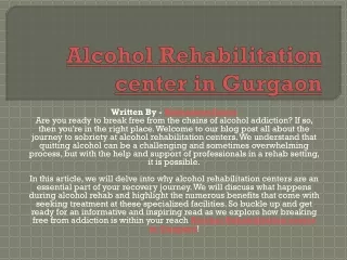 Alcohol Rehabilitation center in Gurgaon