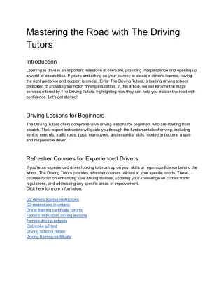 The Driving Tutors