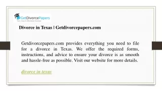 Divorce in Texas  Getdivorcepapers.com