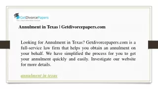 Annulment in Texas  Getdivorcepapers.com