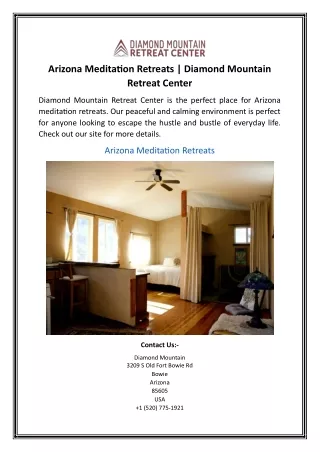 Arizona Meditation Retreats | Diamond Mountain Retreat Center