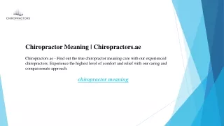 Chiropractor Meaning  Chiropractors.ae