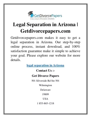 Legal Separation in Arizona  Getdivorcepapers