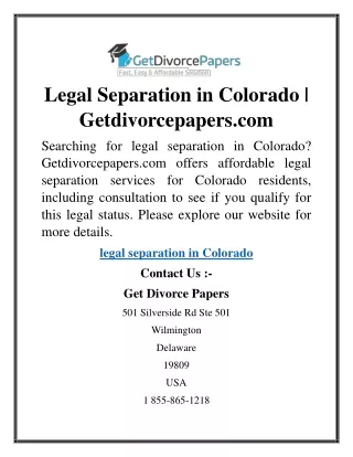 Legal Separation in Colorado  Getdivorcepapers