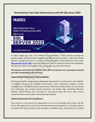 Revolutionize Your Data Infrastructure with MS SQL Server 2022