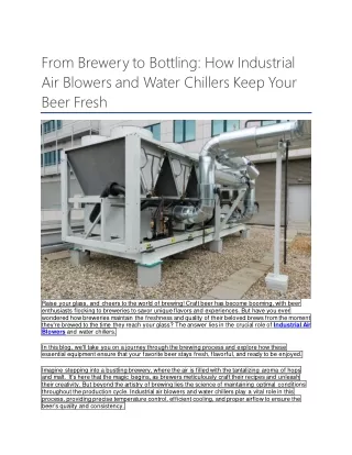 From Brewery to Bottling How Industrial Air Blowers and Water Chillers Keep Your Beer Fresh