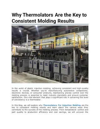 Why Thermolators Are the Key to Consistent Molding Results