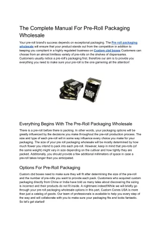 The Complete Manual For Pre-Roll Packaging Wholesale