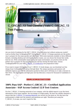 C_GRCAC_13 Test Centres | Valid C_GRCAC_13 Test Papers