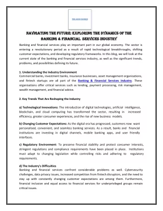 Navigating the Future  Exploring the Dynamics of the Banking & Financial  Services Industry