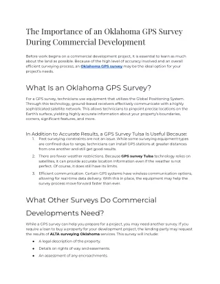 2023 - The Importance of an Oklahoma GPS Survey During Commercial Development