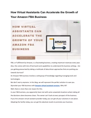 How Virtual Assistants Can Accelerate the Growth of Your Amazon FBA Business