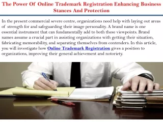 The Power Of Online Trademark Registration Enhancing Business Stances And Protection