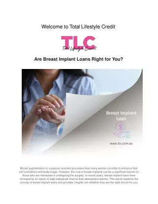 Are Breast Implant Loans Right for You?