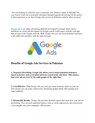 Google Ads Services in Pakistan