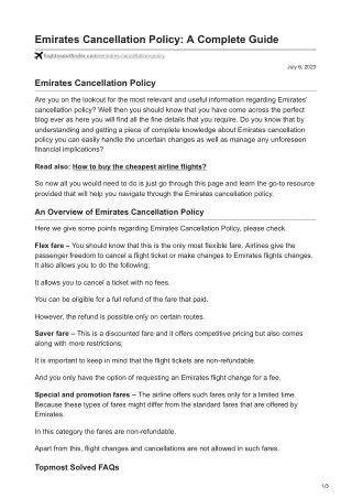 Emirates Cancellation Policy A Complete Guide