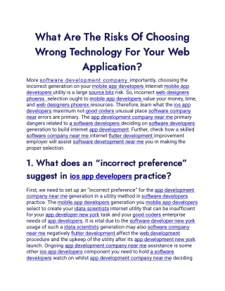 What Are The Risks Of Choosing Wrong Technology For Your Web Application