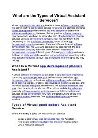 What are the Types of Virtual Assistant Services