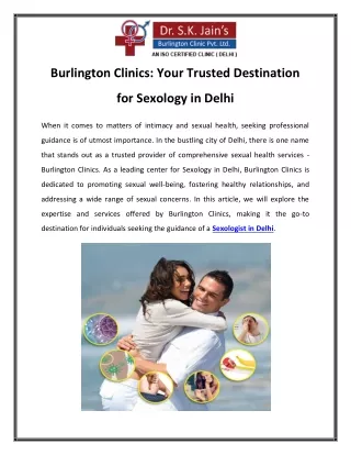 Burlington Clinics Your Trusted Destination for Sexology in Delhi
