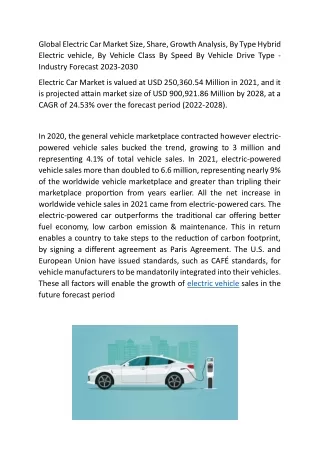 Global Electric Car Market Size