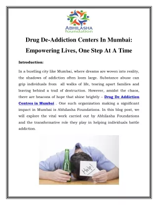 Drug De Addiction Centres in Mumbai Call-8484929037