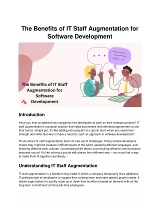 The Benefits of IT Staff Augmentation for Software Development