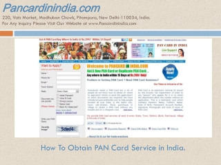 How To Obtain PAN Card Service in India