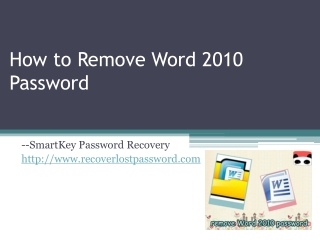 How to Remove Word 2010 Password